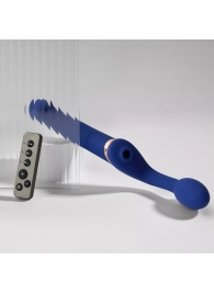 Синий безремневой страпон Multi Orgasm Bendable Strap-On size L с клиторальной стимуляцией - Strap-on-me - купить с доставкой в Дзержинске