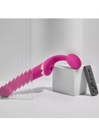 Ярко-розовый безремневой страпон Multi Orgasm Bendable Strap-On size L с клиторальной стимуляцией - Strap-on-me - купить с доставкой в Дзержинске