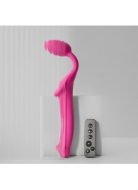 Ярко-розовый безремневой страпон Strap-on-me Vibrating Bendable Strap-On size L - Strap-on-me - купить с доставкой в Дзержинске