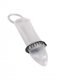 Закрытая насадка на пенис с подхватом мошонки и стимулирующими «ресничками» - Sextaz - в Дзержинске купить с доставкой