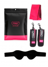 Черно-розовый эротический набор: маска, наручники и повязка - Erokay - купить с доставкой в Дзержинске