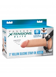 Телесный пустотелый фаллопротез 5’’ Hollow Silicone Strap-On - 14 см. - Pipedream - купить с доставкой в Дзержинске