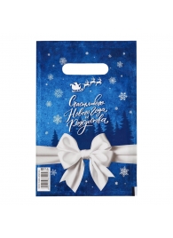 Сине-белый подарочный новогодний пакет с вырубной ручкой (20х30 см) - Сима-Ленд - купить с доставкой в Дзержинске
