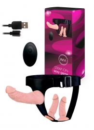 Женский страпон с 3 насадками и вибрацией - Erowoman-Eroman - купить с доставкой в Дзержинске