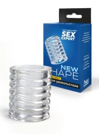 Прозрачная сквозная насадка на пенис с ребрышками - Sex Expert - в Дзержинске купить с доставкой
