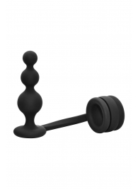 Черное эрекционное кольцо с анальной елочкой Cockring With Beaded Anal Plug - Dream Toys - в Дзержинске купить с доставкой