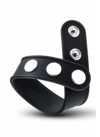 Черное эрекционное кольцо на кнопках - Blush Novelties - в Дзержинске купить с доставкой