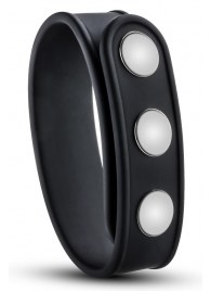 Черное эрекционное кольцо на кнопках - Blush Novelties - в Дзержинске купить с доставкой