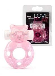 Розовое эрекционное виброкольцо в форме мишки - 1137 - в Дзержинске купить с доставкой