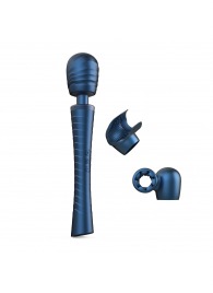 Синий вибромассажёр с насадками Man.wand Edgy - Manwan - в Дзержинске купить с доставкой
