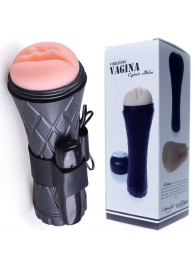Телесный мастурбатор-вагина в черной колбе с вибрацией - Boys of Toys - в Дзержинске купить с доставкой