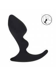 Черная анальная пробка для массажа простаты Double Ripple Silicone Prostate Massager - Shots Media BV - в Дзержинске купить с доставкой
