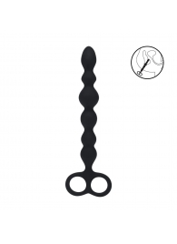 Черная анальная цепочка Beaded Silicone Anal Probe with Double Loop - 24 см. - Shots Media BV