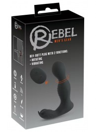 Черная анальная пробка с вибрацией, вращением и пультом ДУ RC Butt Plug with 2 Functions - Orion - в Дзержинске купить с доставкой