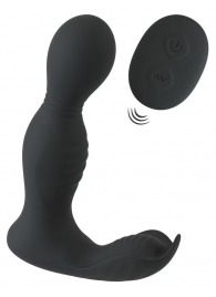 Черная анальная пробка с вибрацией, вращением и пультом ДУ RC Butt Plug with 2 Functions - Orion - в Дзержинске купить с доставкой