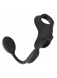 Черное виброкольцо с анальной пробкой Cock Ring with RC Butt Plug - Orion - в Дзержинске купить с доставкой