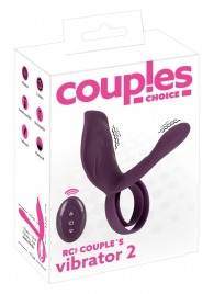 Фиолетовая насадка на член с клиторальным отростком и пультом ДУ RC Couple’s Vibrator 2 - Orion - в Дзержинске купить с доставкой