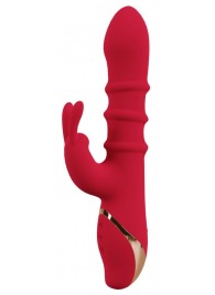 Красный вибратор-кролик с 3 подвижными кольцами Rabbit Vibrator with 3 Moving Rings - 23,7 см. - Orion