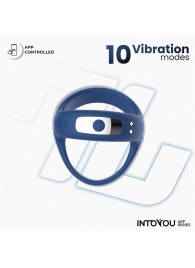 Синее интерактивное эрекционное виброкольцо Rank - Intoyou - в Дзержинске купить с доставкой