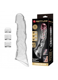 Прозрачный фаллоудлинитель с 3 вставками - 28 см. - Baile - в Дзержинске купить с доставкой