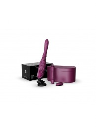 Фиолетовая секс-машина с функцией нагрева, насадками и присоской Sesh - Zalo - купить с доставкой в Дзержинске