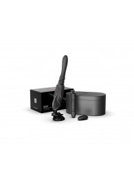 Черная секс-машина с функцией нагрева, насадками и присоской Sesh - Zalo - купить с доставкой в Дзержинске