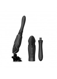 Черная секс-машина с функцией нагрева, насадками и присоской Sesh - Zalo - купить с доставкой в Дзержинске