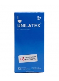 Классические презервативы Unilatex Natural Plain - 12 шт. + 3 шт. в подарок - Unilatex - купить с доставкой в Дзержинске