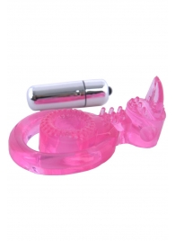 Розовая вибронасадка со стимулятор клитора   Язычок - Toyfa Basic - в Дзержинске купить с доставкой