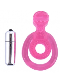 Розовая вибронасадка со стимулятор клитора   Язычок - Toyfa Basic - в Дзержинске купить с доставкой