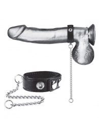 Утяжка на пенис с поводком Snap Cock Ring With 12  Leash - BlueLine - купить с доставкой в Дзержинске