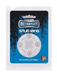 Эрекционное кольцо с 4 бусинами MENZSTUFF STUD RING CLEAR - Dream Toys - в Дзержинске купить с доставкой