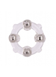 Эрекционное кольцо с 4 бусинами MENZSTUFF STUD RING CLEAR - Dream Toys - в Дзержинске купить с доставкой