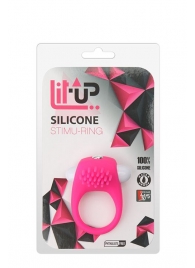 Розовое эрекционное кольцо с щеточкой LIT-UP SILICONE STIMU RING 5 - Dream Toys - в Дзержинске купить с доставкой