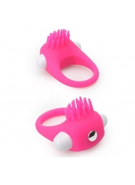 Розовое эрекционное кольцо с щеточкой LIT-UP SILICONE STIMU RING 5 - Dream Toys - в Дзержинске купить с доставкой