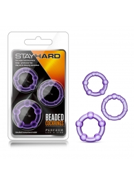 Набор из 3 фиолетовых эрекционных колец Stay Hard Beaded Cockrings - Blush Novelties - в Дзержинске купить с доставкой