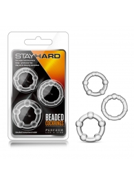 Набор из 3 прозрачных эрекционных колец Stay Hard Beaded Cockrings - Blush Novelties - в Дзержинске купить с доставкой