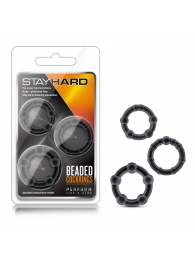 Набор из 3 чёрных эрекционных колец Stay Hard Beaded Cockrings - Blush Novelties - в Дзержинске купить с доставкой