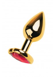 Золотистая анальная пробка с кристаллом-сердцем - 7,5 см. - ToyFa - купить с доставкой в Дзержинске