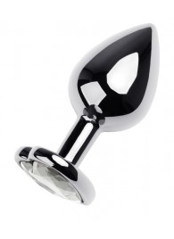 Серебристая анальная пробка с прозрачным кристаллом-сердцем - 8 см. - ToyFa - купить с доставкой в Дзержинске