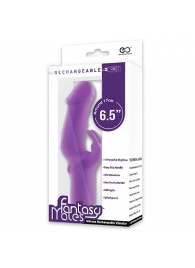 Фиолетовый вибратор с клиторальным отростком MATES FANTASY RECHARGE VIBRATOR - 17 см. - NMC