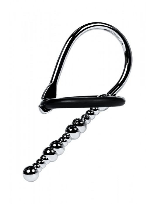 Серебристый уретральный плаг-бусины TOYFA Metal с мягким фиксириющим кольцом - ToyFa - купить с доставкой в Дзержинске