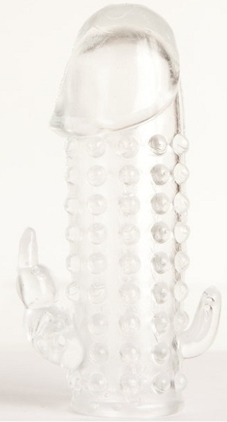 Гелевая прозрачная насадка с 2 отростками - 13 см. - Toyfa Basic - в Дзержинске купить с доставкой