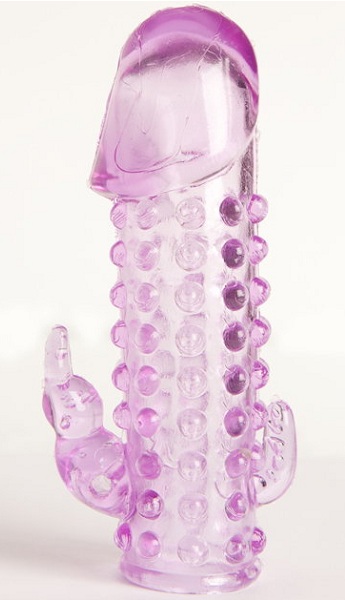 Закрытая фиолетовая насадка с 2 отростками - 13 см. - Toyfa Basic - в Дзержинске купить с доставкой