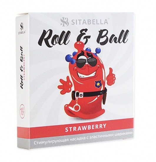 Стимулирующий презерватив-насадка Roll   Ball Strawberry - Sitabella - купить с доставкой в Дзержинске