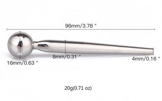 Гладкий металлический уретральный плаг с шариком - 9,6 см. - Notabu - купить с доставкой в Дзержинске