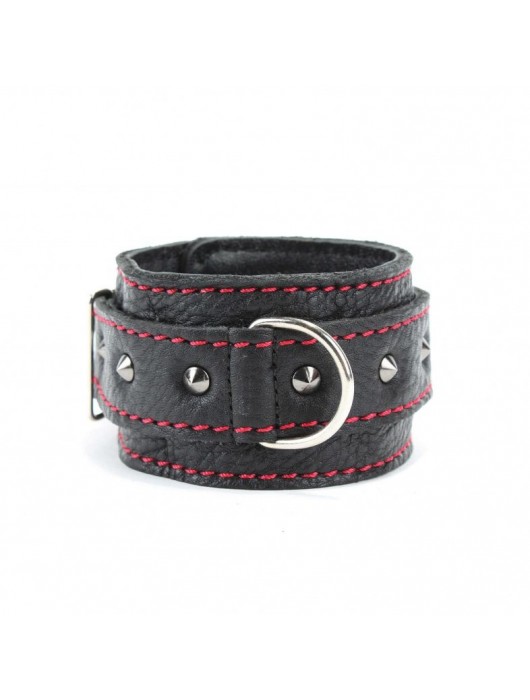 Черные оковы с шипами и контрастной строчкой - БДСМ Арсенал - купить с доставкой в Дзержинске