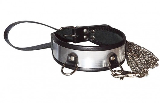 Стильный ошейник с металлическим блеском и поводком - Sitabella - купить с доставкой в Дзержинске