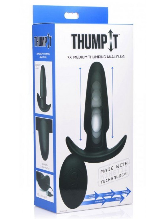 Черная анальная вибропробка Kinetic Thumping 7X Medium Anal Plug - 13,3 см. - XR Brands