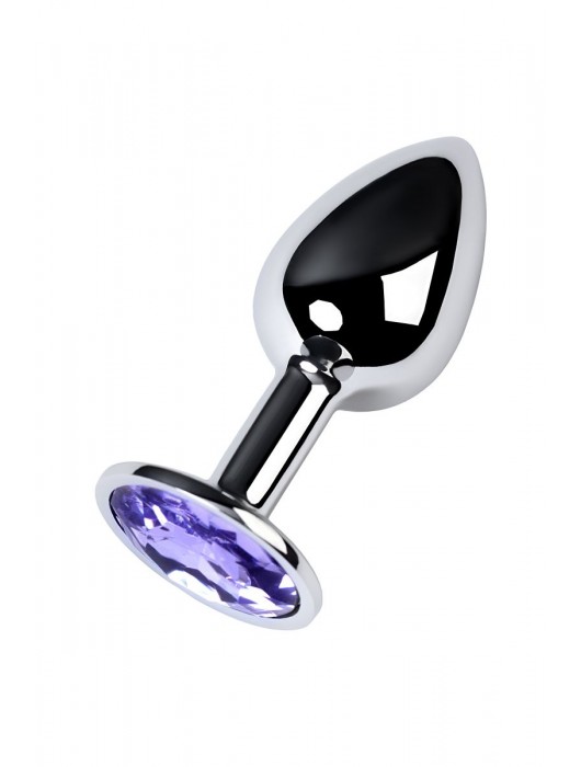 Серебристая конусовидная анальная пробка с фиолетовым кристаллом - 7 см. - ToyFa - купить с доставкой в Дзержинске